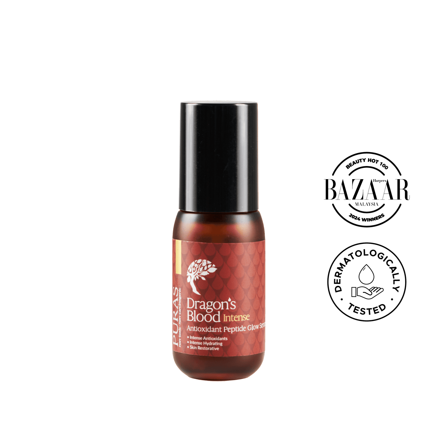Puras Dragon's Blood Intense Peptide Serum on a transparent background